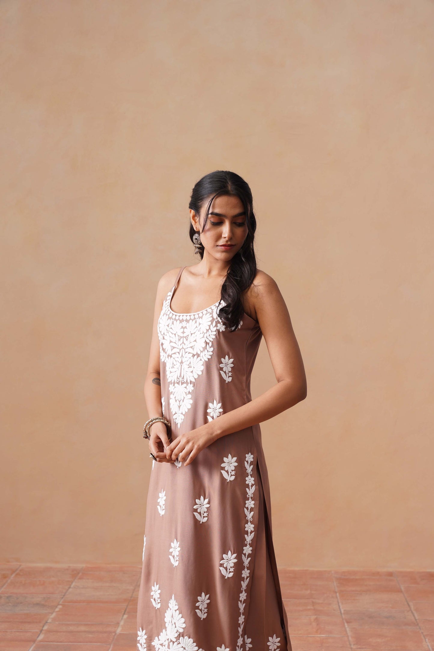 Tanera Dusty Rose Noodle Strap 2 Piece Kurta set