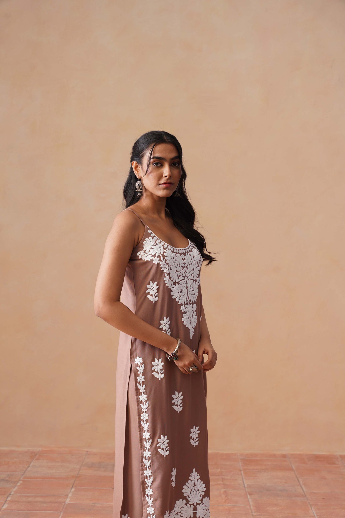Tanera Dusty Rose Noodle Strap 2 Piece Kurta set
