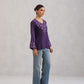 Nuresa Purple Floral Embroidered Top