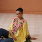 Ruby Yellow Floral Embroidered Kaftan Top with V-Neck