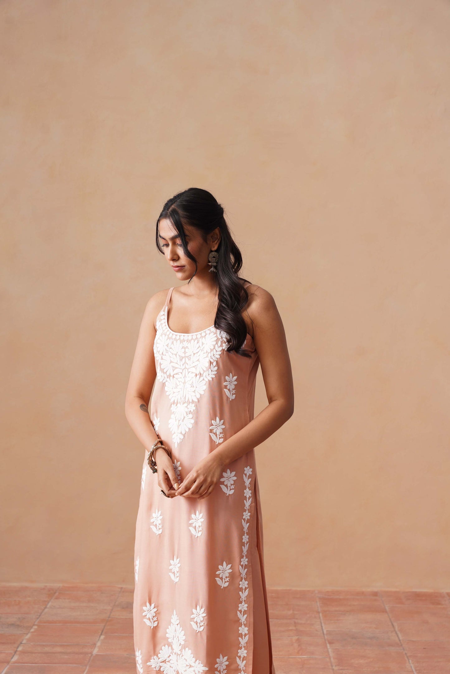 Tanera Peach Noodle Strap 2 Piece Kurta set