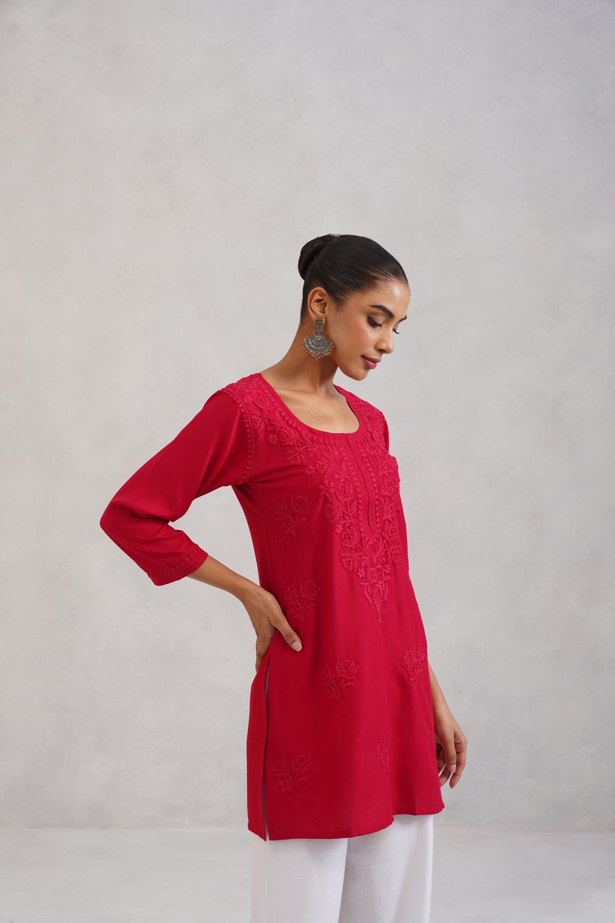 Gulab Red Rayon Kurta