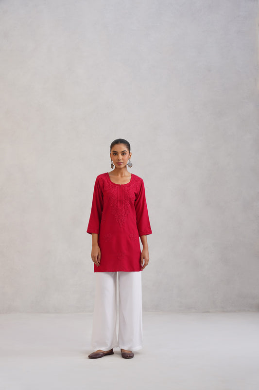 Gulab Red Rayon Kurta