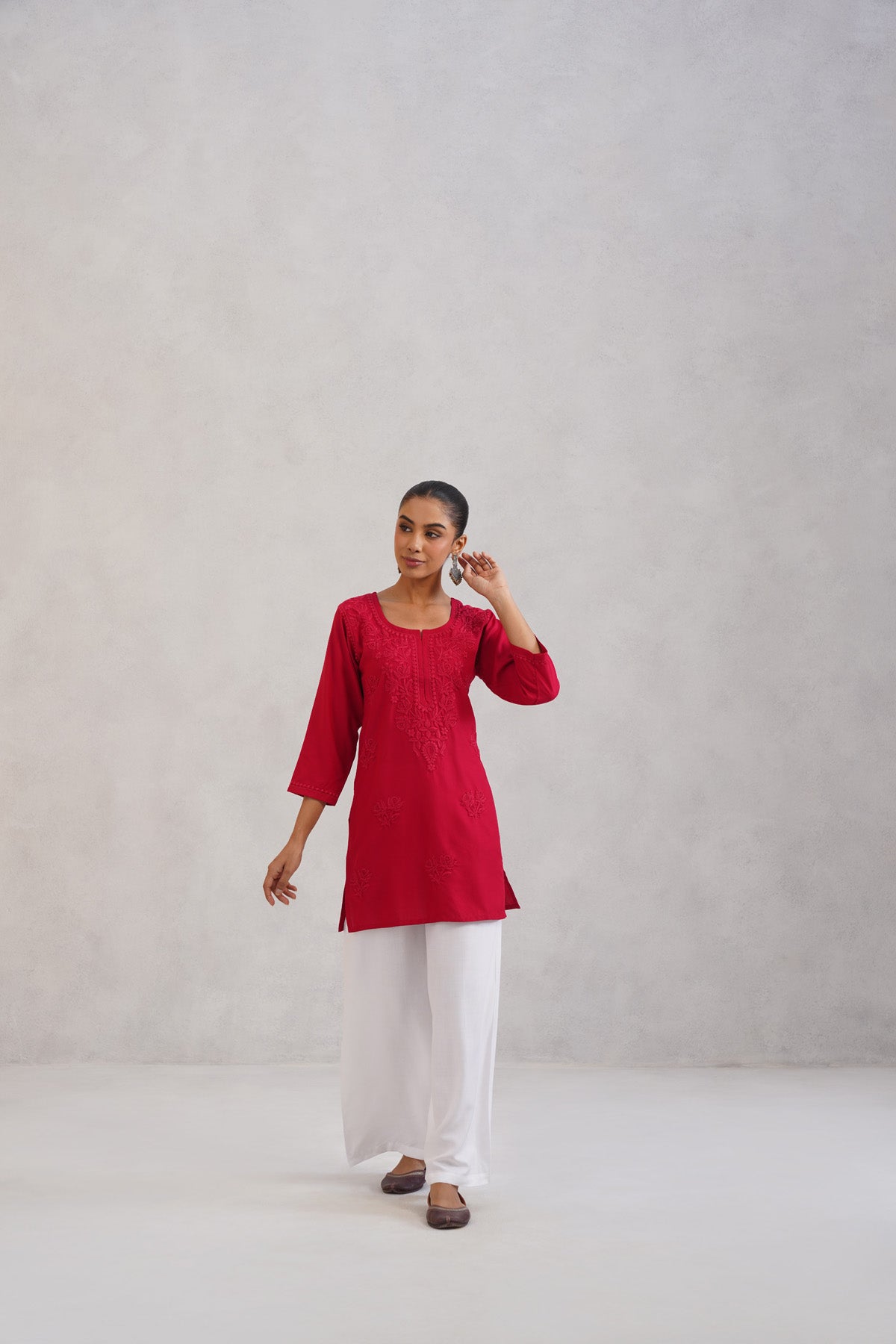 Gulab Red Rayon Kurta