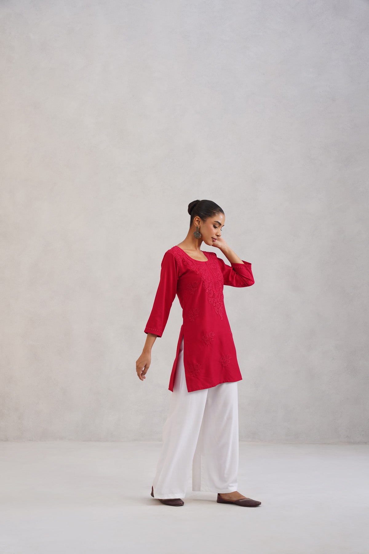 Gulab Red Rayon Kurta