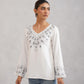 Nuresa White Floral Embroidered Top