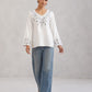 Nuresa White Floral Embroidered Top