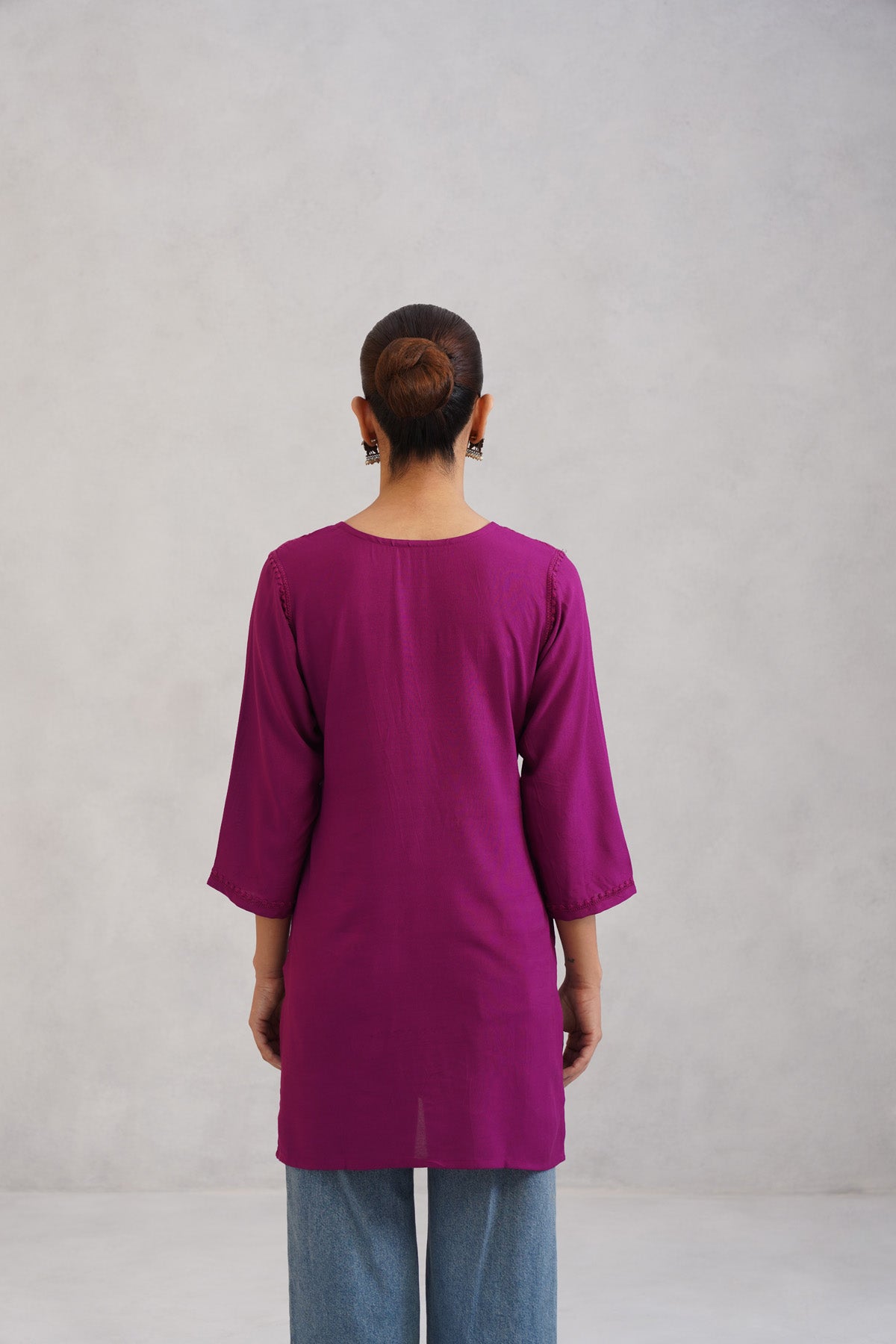 Gulab Wine Purple Short Rayon Kurta