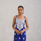 Kalindi Royal Blue Embroidered Sleeveless Straight Kurta