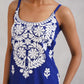 Kalindi Royal Blue Embroidered Sleeveless Straight Kurta