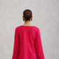 Nuresa Deep Pink Floral Embroidered Top