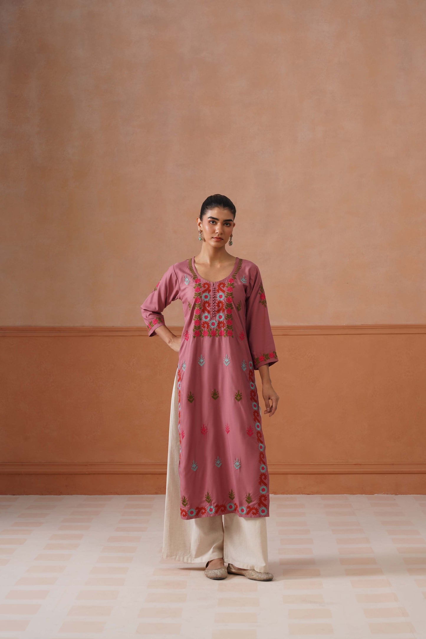 Ridhima Dusty Rose Long kurta
