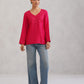 Nuresa Deep Pink Floral Embroidered Top