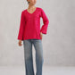 Nuresa Deep Pink Floral Embroidered Top