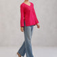 Nuresa Deep Pink Floral Embroidered Top