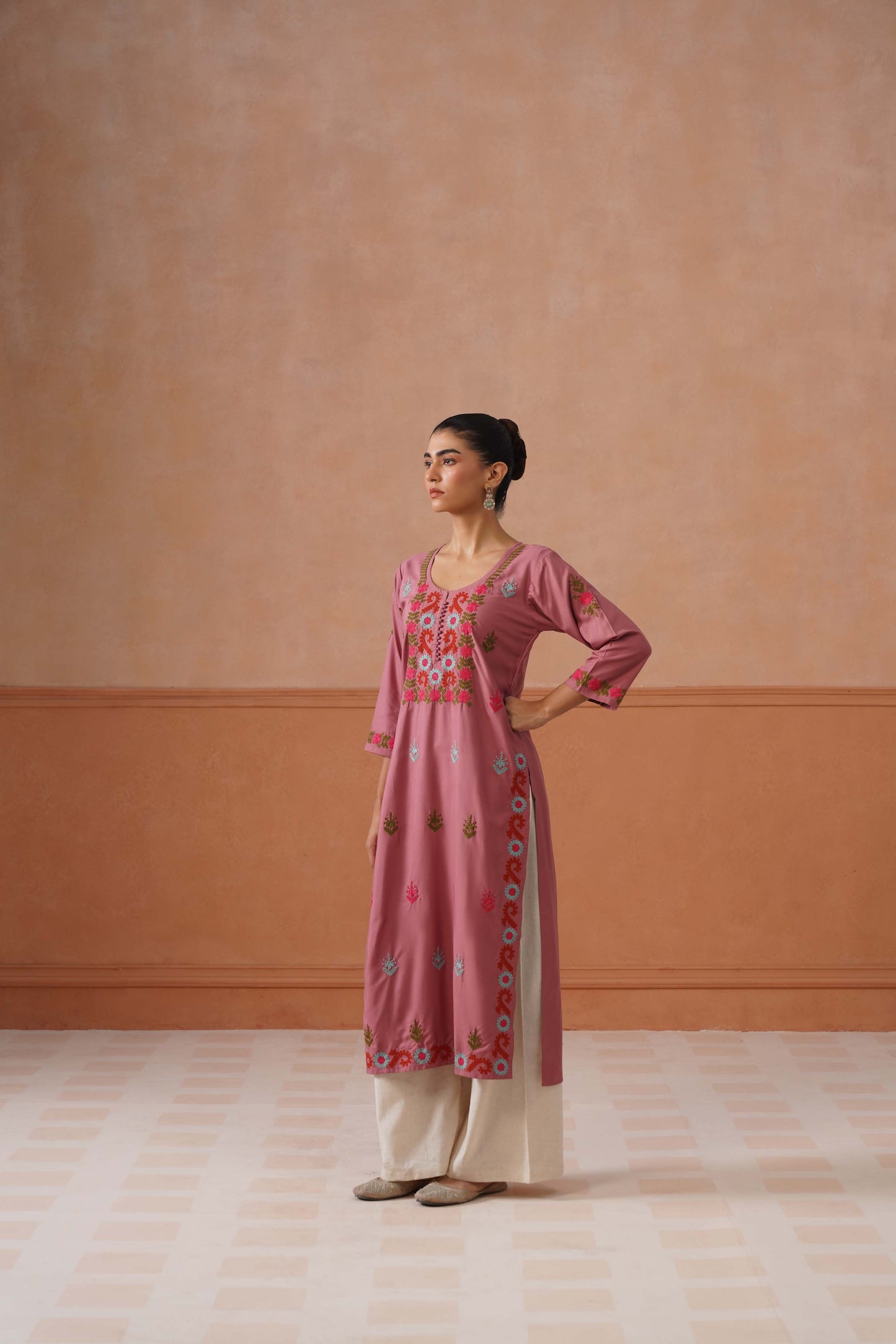 Ridhima Dusty Rose Long kurta