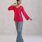 Nuresa Deep Pink Floral Embroidered Top