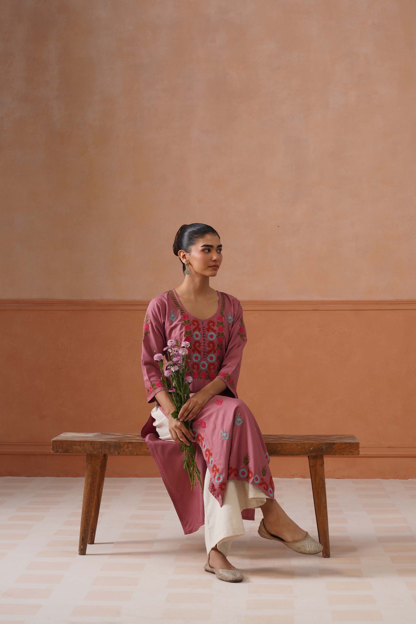 Ridhima Dusty Rose Long kurta