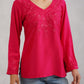Nuresa Deep Pink Floral Embroidered Top