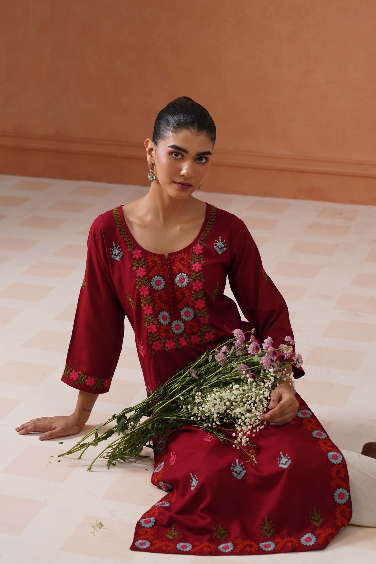 Ridhima Maroon Long kurta