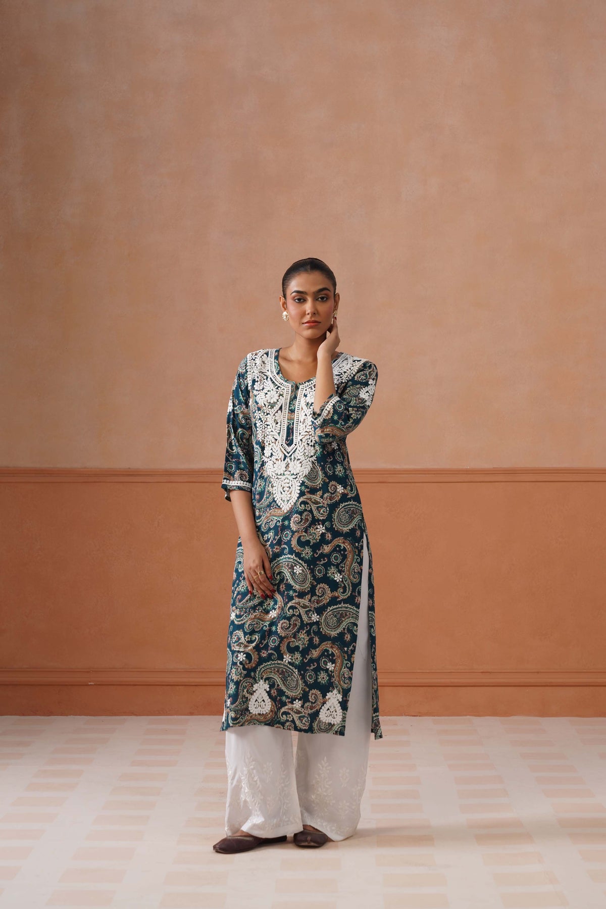 Reet Teal Green Long Kurta