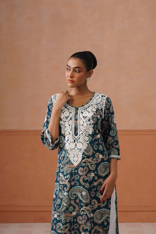 Reet Teal Green Long Kurta