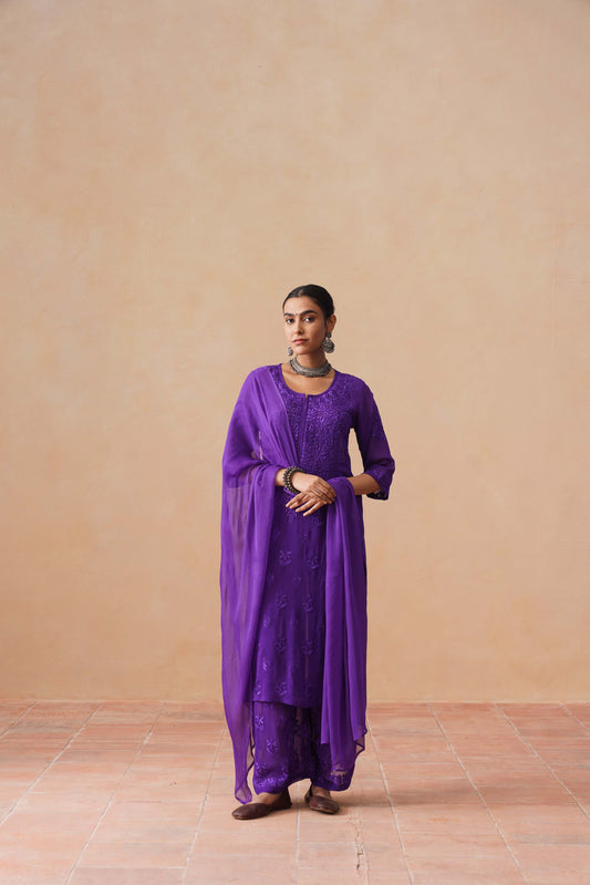 naaz Deep Purple Viscose 3 Piece Set