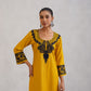 Hania Musturd Embroidered Straight Kurta with Palazzo Set