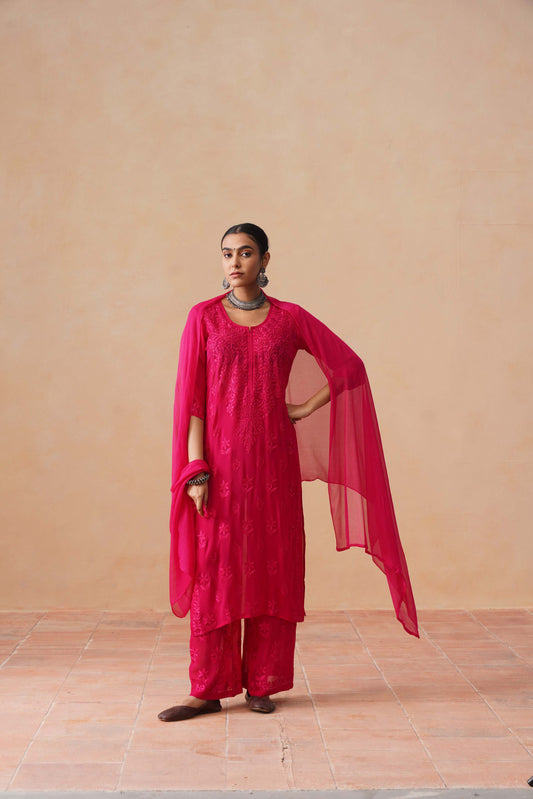 naaz Deep Pink Viscose 3 Piece Set
