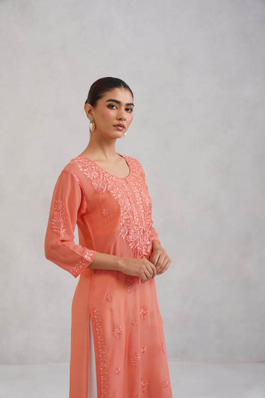 Ehsaas Rose Brown Viscose Georgette Kurta