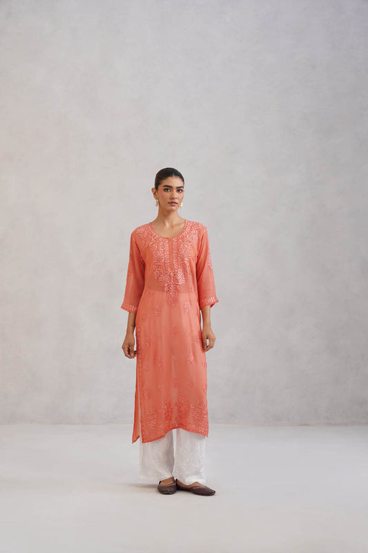 Ehsaas Rose Brown Viscose Georgette Kurta