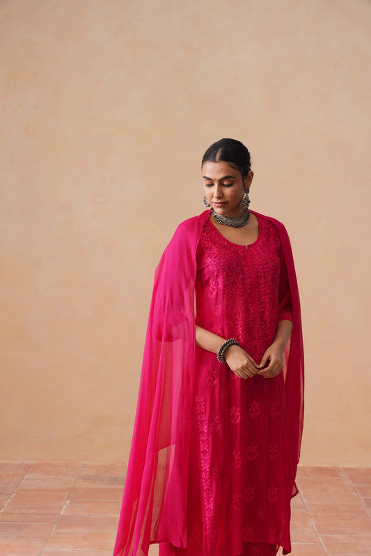 naaz Deep Pink Viscose 3 Piece Set