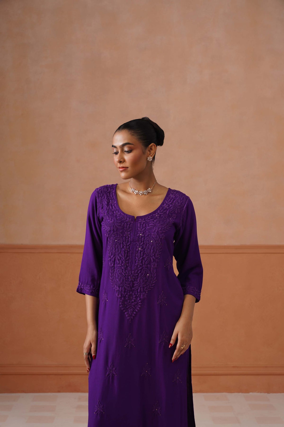 Gulistaan Purple 2 piece Rayon Kurta Plazzo set
