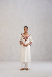 Hania Cream Embroidered Straight Kurta with Palazzo Set