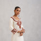 Hania Cream Embroidered Straight Kurta with Palazzo Set