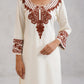 Hania Cream Embroidered Straight Kurta with Palazzo Set