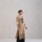 Dua Beige Embroidered Straight Long Kurta