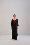 Hania Black Embroidered Straight Kurta with Palazzo Set
