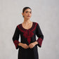 Hania Black Embroidered Straight Kurta with Palazzo Set