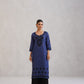 Dua Blue Embroidered Straight Long Kurta
