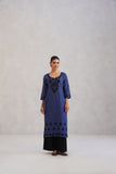 Dua Blue Embroidered Straight Long Kurta