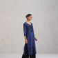 Dua Blue Embroidered Straight Long Kurta