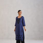 Dua Blue Embroidered Straight Long Kurta