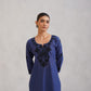 Dua Blue Embroidered Straight Long Kurta