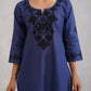 Dua Blue Embroidered Straight Long Kurta