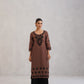Dua Brown Embroidered Straight Long Kurta