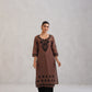 Dua Brown Embroidered Straight Long Kurta