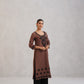 Dua Brown Embroidered Straight Long Kurta