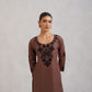 Dua Brown Embroidered Straight Long Kurta