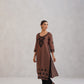 Dua Brown Embroidered Straight Long Kurta
